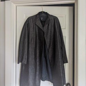 Eileen Fisher Silk/Wool Textured Midi-Length Dress Coat